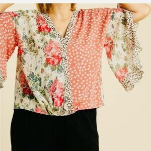 Umgee Sheer animal print Patterned Blouse